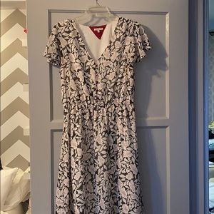 Flowy floral dress- black and white w/ red accents